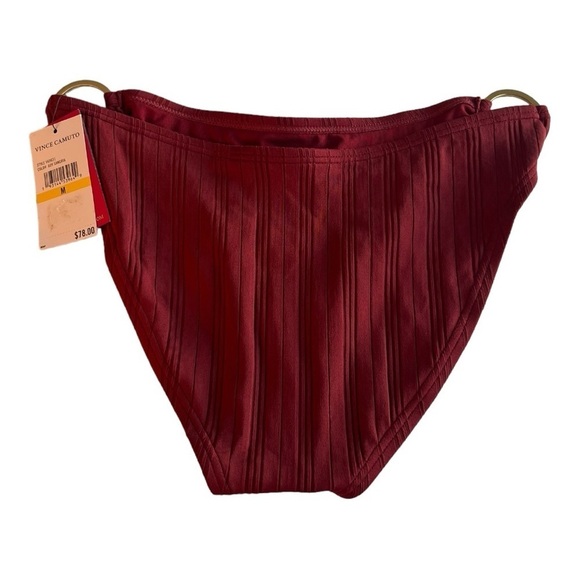 Vince Camuto Ring-accent Rib Knit Jersey Bikini Bottom in Sangria Size Medium - Picture 11 of 12